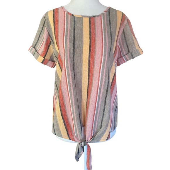 Kim & Cami Tops - Kim & Cami NWOT Striped Top with Tie Front Small